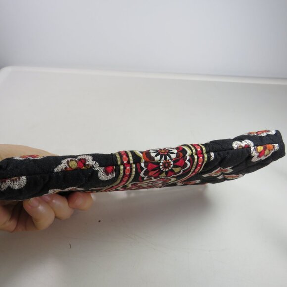 Vera Bradley kiss lock x2 Pirouette pattern clutch wallet Quilted black & red - Picture 8 of 9